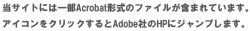 ���T�C�g�ɂ͈ꕔAcrobat�`���̃t�@�C�����܂܂�Ă��܂��B�A�C�R�����N���b�N�����Adobe�Ђ�HP�ɃW�����v���܂��B