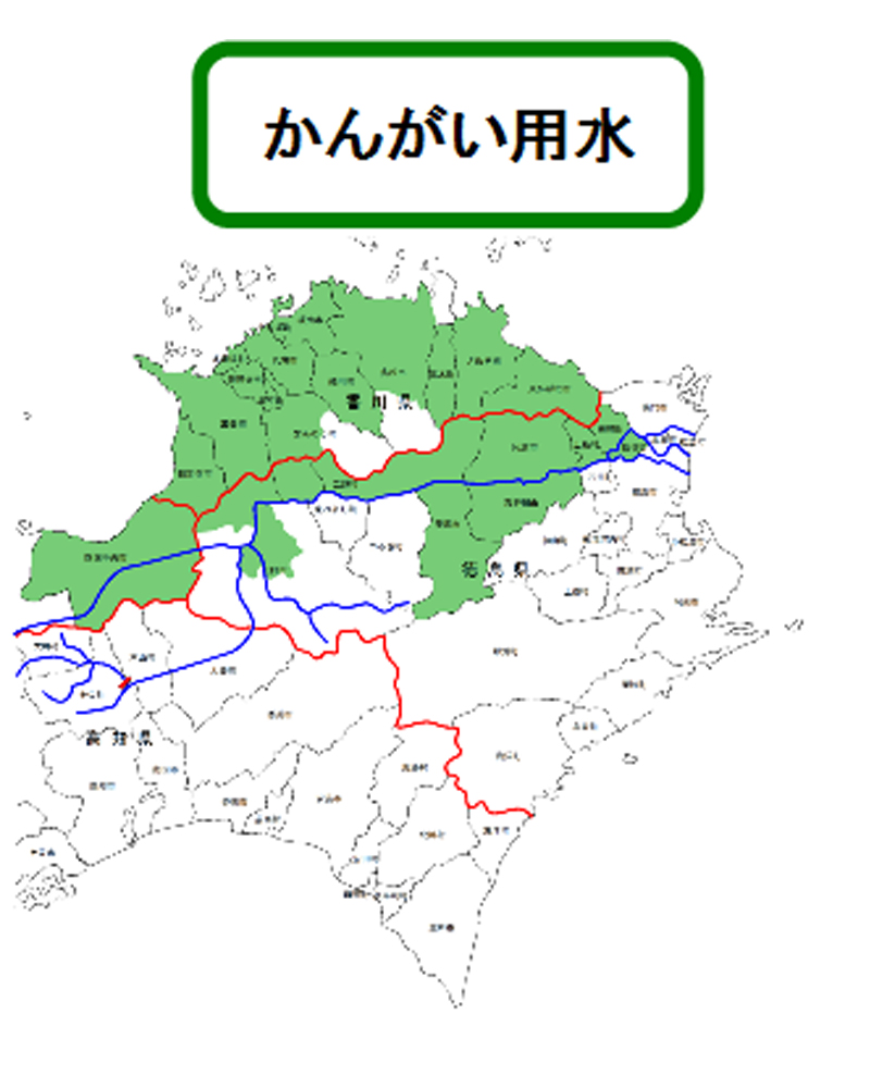 四国のかんがい用水の地図