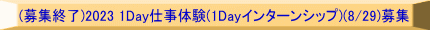 (募集終了)2023 1Day仕事体験(1Dayインターンシップ)(8/29)募集