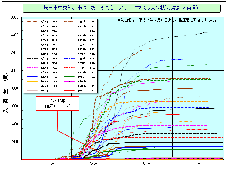 サツキマスの入荷状況のグラフ