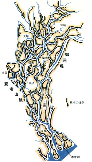 明治改修以前の輪中分布図