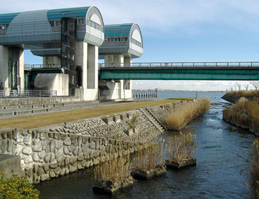 The naturally shaped fishway viewed 