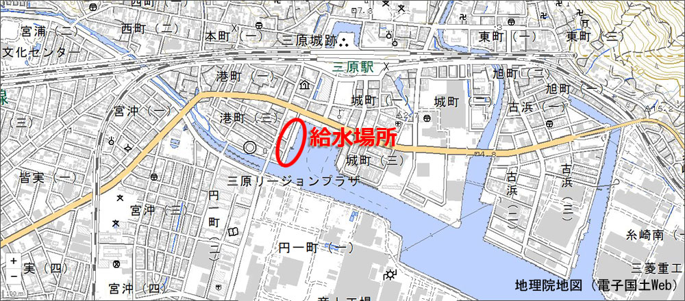 給水場所（三原港）の地図