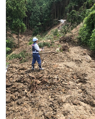 朝倉市杷木の林道被災状況調査