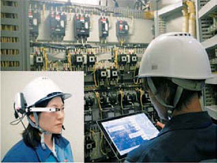 Facility operation support, using a head-mounted tablet display (Trial run) (Lake Biwa Development)