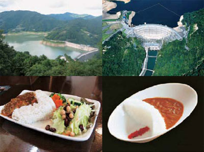 “Dam Curry and Rice” served at a diner near the dam (Left: Shimokubo Dam, Right: Yagisawa Dam)