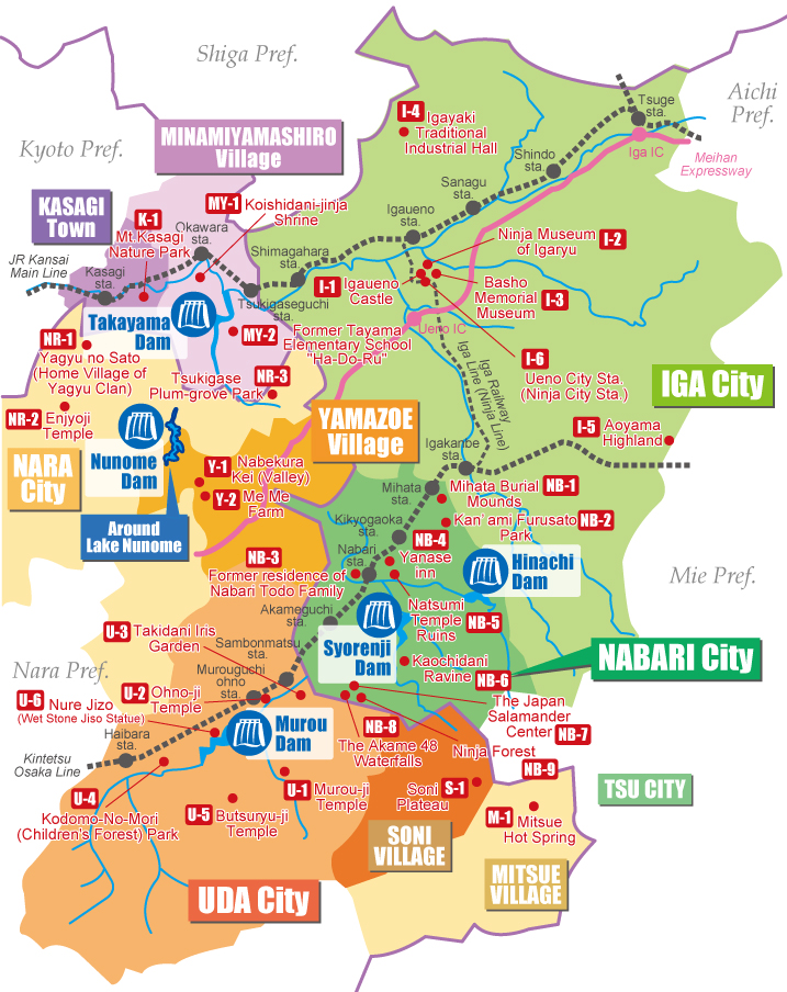 Kizu River area tourist map