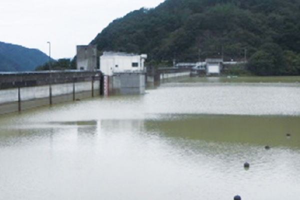 洪水調節後の貯水池