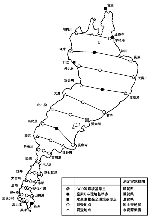 琵琶湖定期水質測定地点図