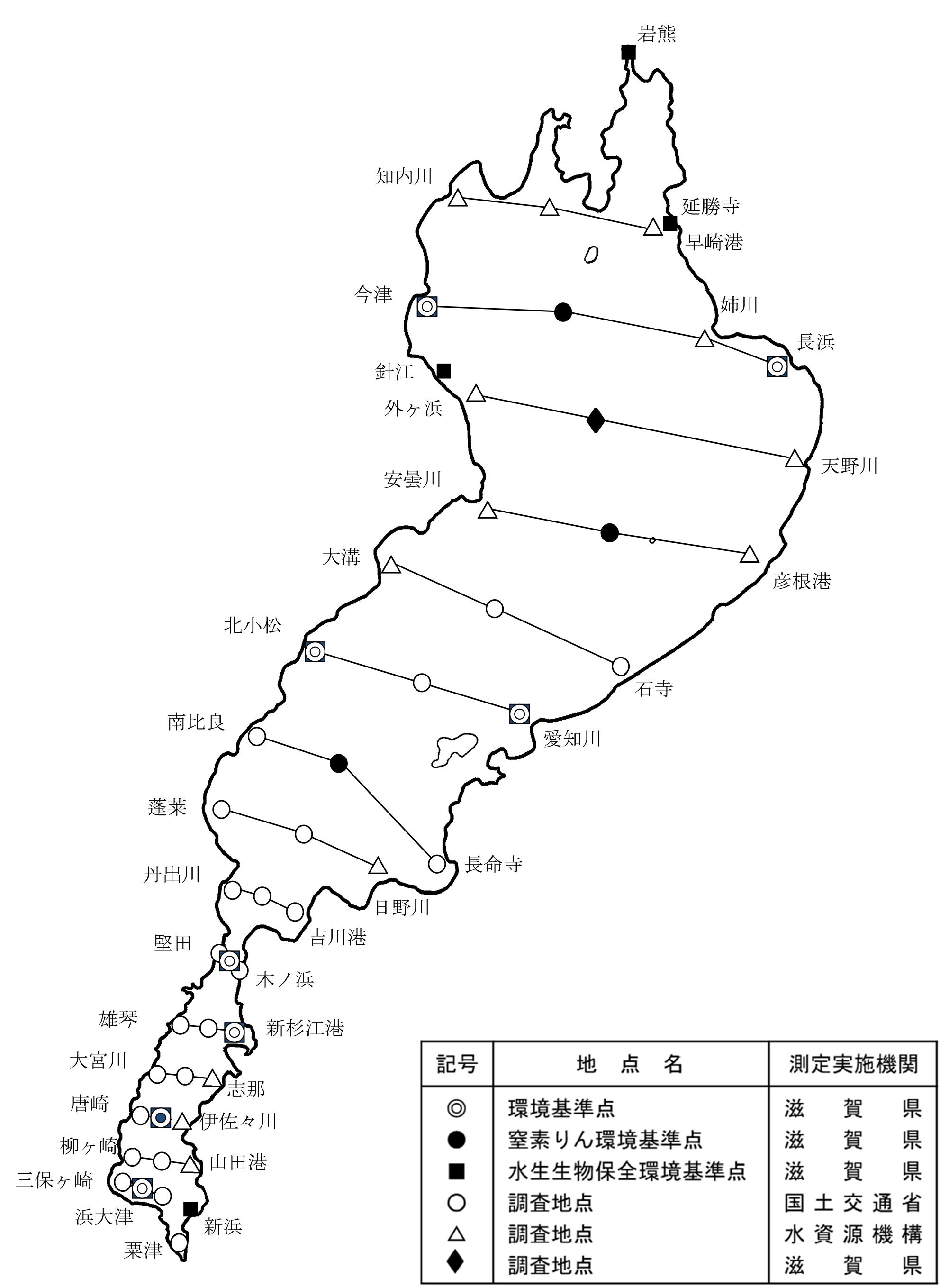 琵琶湖定期水質測定地点図