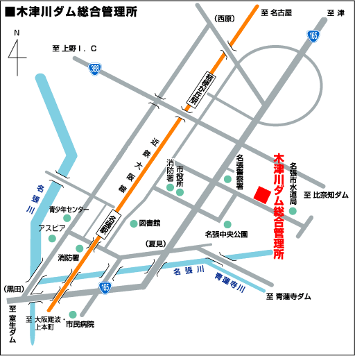 木津川ダム総合管理所　アクセスマップ