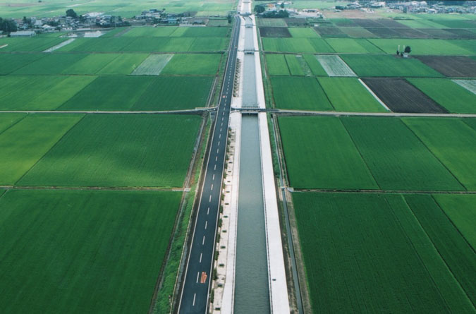 上空から見た埼玉用水路