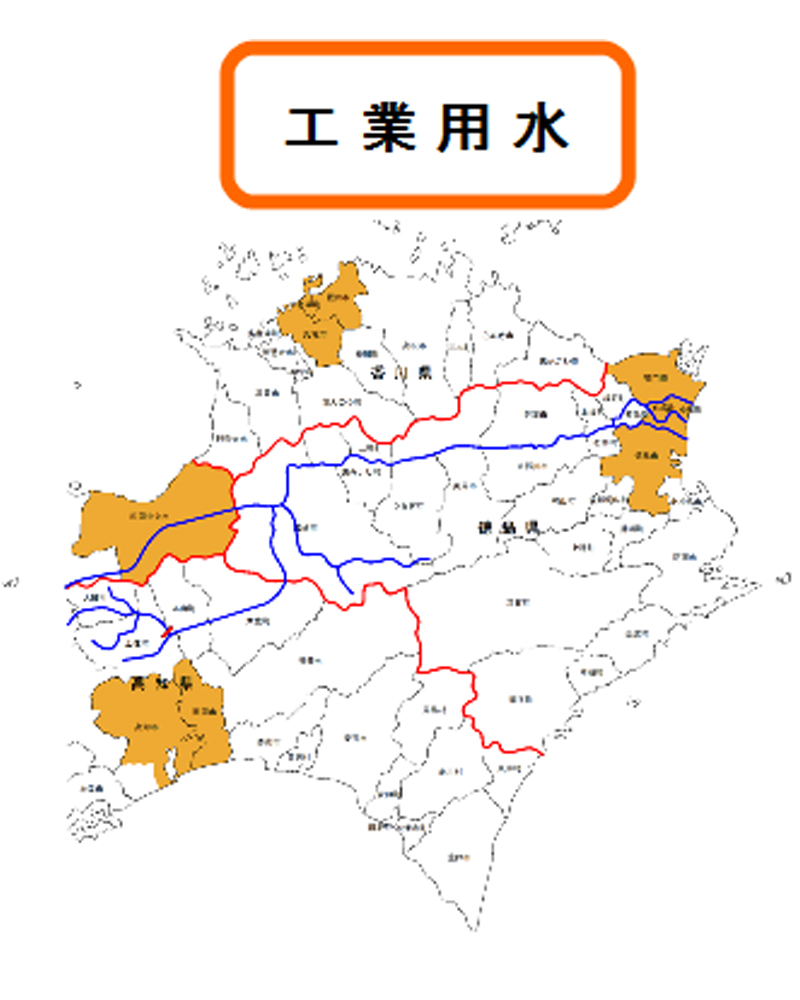 四国の工業用水の地図